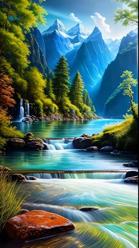 ZHUMUTO Diamond Painting Groß XXL Bilder Set Erwachsene,70x40 CM/27,5x15,7 Zoll Natur Landschaft Wasserfall B,5D Diamant Painting Bilder Erwachsene mit Zubehör Stift Für Wohnzimmer Dekoration von ZHUMUTO