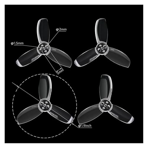 16PCS/8Pairs Hulkie 1940 CW CCW 3-Blatt Propeller 1,5mm Montage Loch Innen Durchmesser for 1104-1105 Motor Racing Quadcopter(Clear 16PCS 8PRS) von ZHUOHANG