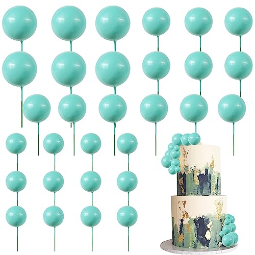 24 Stück Ball Cupcake Topper Bälle Kuchen Topper Schaumstoffkugeln Cupcake Picks DIY Mini Ballon Kuchen Inset Topper für Babyparty Geburtstag Gastgeschenk Hochzeit Jahrestag Party Kuchen Dekorationen Zubehör See Blau von ZHUOWEISM