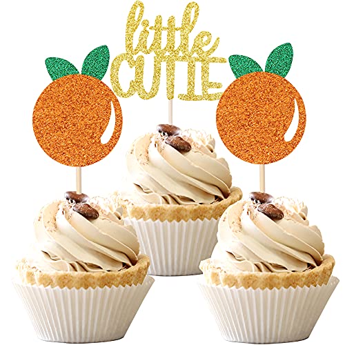 24 Stück kleine süße Cupcake-Topper Glitzer Orange Cupcake Picks für Zitrus-Thema Babyparty Kinder Geburtstag Party Kuchen Dekorationen Zubehör von ZHUOWEISM