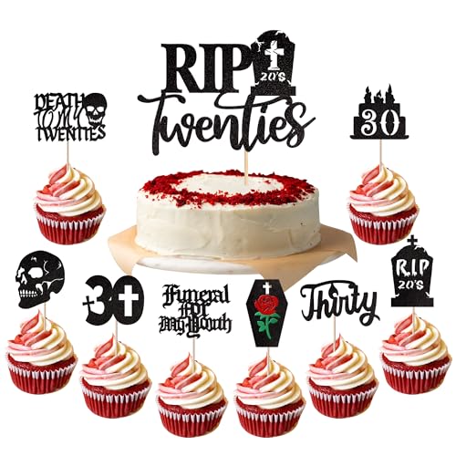 25 Stück Death to My 20s Cupcake-Topper mit Rip Twenties Cake Topper Death to My Twenties Cupcake Picks für Rip 20er Jahre Beerdigung Jugend 30. Geburtstag Party Kuchen Dekorationen Supplies von ZHUOWEISM