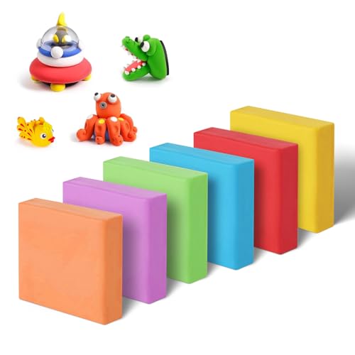 6Stk Weich Knetbar Radiergummi, Bunt Kinder Knetgummi Art Eraser, Skizzieren Kunst Knetgummi Radierer, Geknetet Knetgummi Radierer mit Etui, Staubfrei Knetradiergummi für Künstler Schulbedarf von ZHXGO