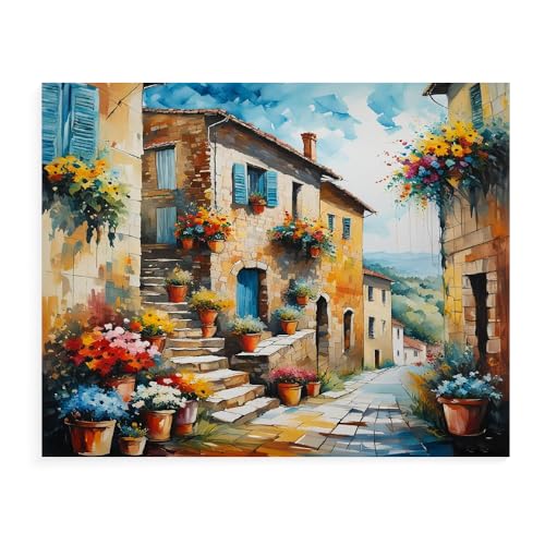 Malen Nach Zahlen Erwachsene Kinder Bild Italienische Landschaft Leuchtturm Boot Mit Rahmen 40X50CM Paint By Numbers Kits Acryl auf Leinwand Handbemaltes Ölgemälde-Set Landschaft,ML43 von ZHXXFD