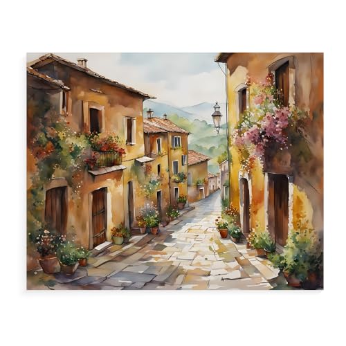 Malen Nach Zahlen Erwachsene Kinder Bild Italienische Landschaft Leuchtturm Boot Mit Rahmen 40X50CM Paint By Numbers Kits Acryl auf Leinwand Handbemaltes Ölgemälde-Set Landschaft,ML55 von ZHXXFD