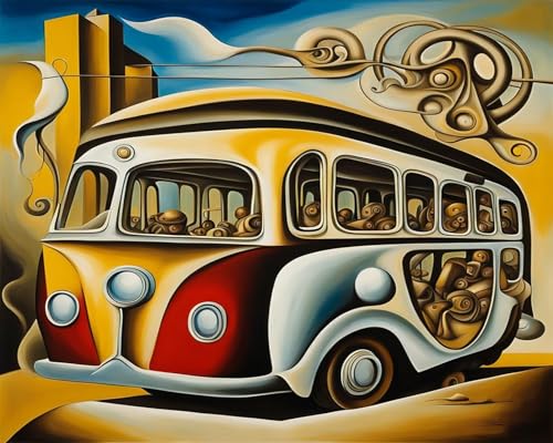 Malen Nach Zahlen Erwachsene Kinder Bild Vintage Bus Auto Mit Rahmen 40X50CM Handbemaltes Ölgemälde-Set Landschaft Mit Acrylfarben,A11 von ZHXXFD