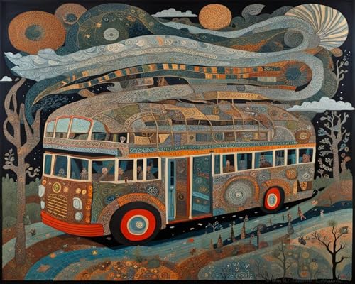 Malen Nach Zahlen Erwachsene Kinder Bild Vintage Bus Auto Mit Rahmen 40X50CM Handbemaltes Ölgemälde-Set Landschaft Mit Acrylfarben,A5 von ZHXXFD