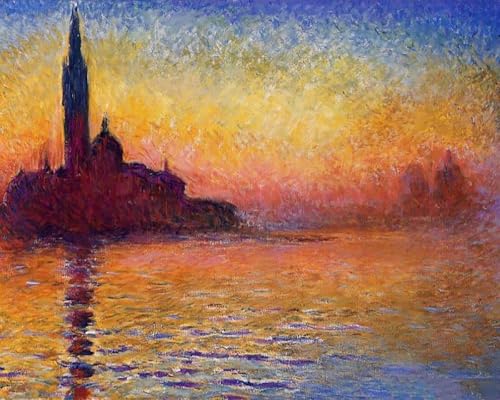 Malen Nach Zahlen Erwachsene Kinder Landschaft Berühmte Gemälde Mit Rahmen 40X50CM San Giorgio Maggiore At Dusk - Claude Monet,B10 von ZHXXFD