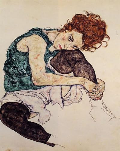 Malen Nach Zahlen Erwachsene Kinder Landschaft Berühmte Gemälde Mit Rahmen 40X50CM Seated Woman With Bent Knee - Egon Schiele,B9 von ZHXXFD