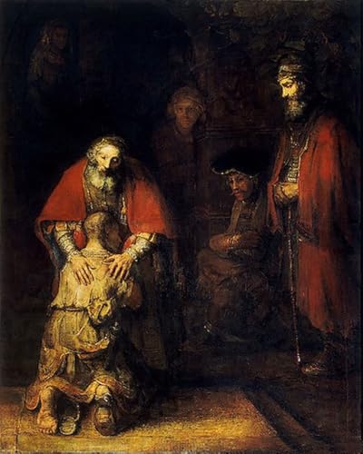 Malen Nach Zahlen Erwachsene Kinder Landschaft Berühmte Gemälde Ohne Rahmen 40X50CM The Return Of The Prodigal Son - Rembrandt Van Rijn,A14 von ZHXXFD