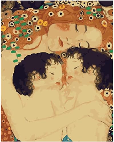 Malen Nach Zahlen Erwachsene Klimt Berühmtes Gemälde Mutter Und Kind Ohne Rahmen 40X50Cm Diy Malen Nach Zahlen Sets Auf Leinwand Mit Acrylfarben Für Kinder Anfänger,A6 von ZHXXFD