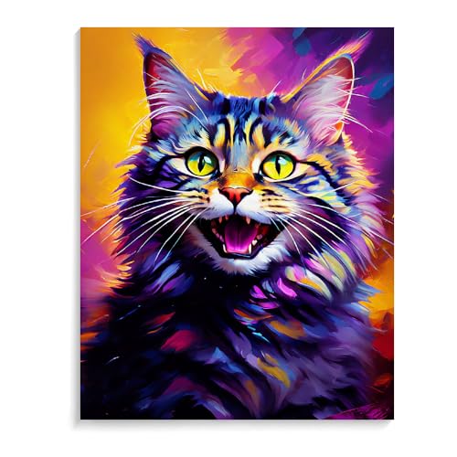 Malen Nach Zahlen Erwachsene Tiere Katzen Mit Rahmen 40X50Cm Diy Malen Nach Zahlen Erwachsene Groß Leinwand Set,Malen Nach Zahlen Acryl Kinder,A15 von ZHXXFD