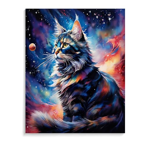 Malen Nach Zahlen Erwachsene Tiere Katzen Mit Rahmen 40X50Cm Diy Malen Nach Zahlen Erwachsene Groß Leinwand Set,Malen Nach Zahlen Acryl Kinder,B15 von ZHXXFD