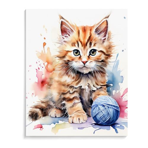 Malen Nach Zahlen Erwachsene Tiere Katzen Mit Rahmen 40X50Cm Diy Malen Nach Zahlen Erwachsene Groß Leinwand Set,Malen Nach Zahlen Acryl Kinder,B26 von ZHXXFD