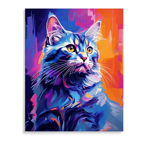 Malen Nach Zahlen Erwachsene Tiere Katzen Mit Rahmen 40X50Cm Diy Malen Nach Zahlen Erwachsene Groß Leinwand Set,Malen Nach Zahlen Acryl Kinder,B8 von ZHXXFD