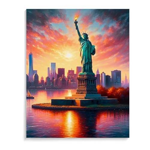 Malen Nach Zahlen Landschaft New York Mit Rahmen 40X50Cm Diy Malen Nach Zahlen Erwachsene Groß Leinwand Set,Malen Nach Zahlen Acryl Kinder,A25 von ZHXXFD