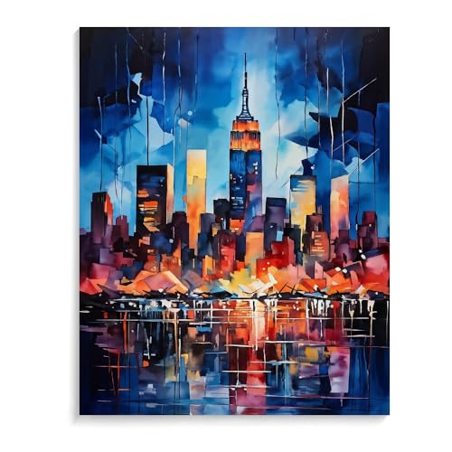 Malen Nach Zahlen Landschaft New York Mit Rahmen 40X50Cm Diy Malen Nach Zahlen Erwachsene Groß Leinwand Set,Malen Nach Zahlen Acryl Kinder,A29 von ZHXXFD