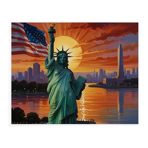 Malen Nach Zahlen Landschaft New York Mit Rahmen 40X50Cm Diy Malen Nach Zahlen Erwachsene Groß Leinwand Set,Malen Nach Zahlen Acryl Kinder,A4 von ZHXXFD