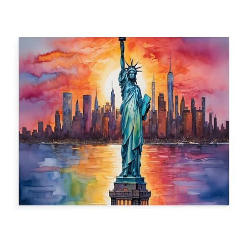 Malen Nach Zahlen Landschaft New York Mit Rahmen 40X50Cm Diy Malen Nach Zahlen Erwachsene Groß Leinwand Set,Malen Nach Zahlen Acryl Kinder,A6 von ZHXXFD