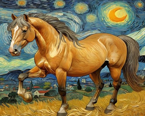 Malen Nach Zahlen Pferde Rennen Bild Für Erwachsene Kinder Mit Rahmen 40X50CM Malen Nach Zahlen Set Tiere Pferd im Galopp Landschaft Mit Acrylfarben,Paint By Numbers Adult Kit,B21 von ZHXXFD