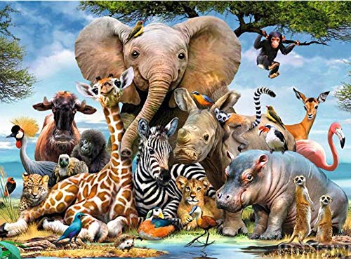 ZHXXFD 5D Diamond Painting 50X60Cm Tiere Elefant Full Bilder Groß Runde Steine Crystal Strass Diamond Stickerei Set Kreuzstich Mosaik Für Kinder Anfänger Frameless,Zxx5D von ZHXXFD