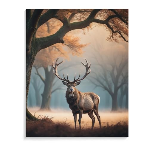 ZHXXFD 5D Diamond Painting Bilder Tiere Wald Hirsch Elch 40X50 5D DIY Full Drill Diamant Malerei Set Erwachsene Kinder Groß XXL Bilder Runde Steine,Diamant Kreuzstich Stickerei Mosaik Kits,B28 von ZHXXFD