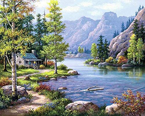 ZHXXFD 5D Diamond Painting Full Bilder Groß Landschaft 40x50CM - Diamond Painting Erwachsene Kinder Set Gebirgswaldsee,Diamant Malerei Nach Zahlen Kits Für Teenager Mädchen Jungen von ZHXXFD