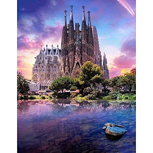 ZHXXFD Diamant Painting Bilder Erwachsene Landschaft Schloss Von Barcelona Diamond Painting Set Full Groß 40X50 Diy 5D Diamant Malerei Kinder Mädchen Stickerei Set Crystal Art(D458) von ZHXXFD