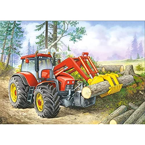 ZHXXFD Diamond Painting Bilder Set Full Groß Farm Roter Traktor 30X40 5D Diamond Painting Strass Runden Steine,Diamant Painting Set Erwachsene Kinder Diamant Malerei Kunst Kit von ZHXXFD