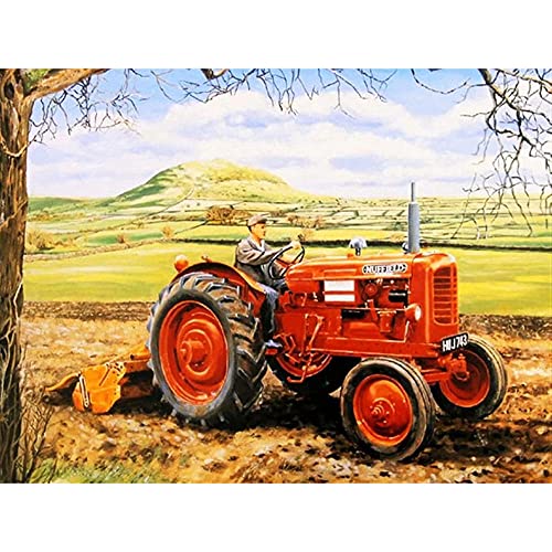 ZHXXFD Diamond Painting Bilder Set Full Groß Farm Roter Traktor 30X40 5D Diamond Painting Strass Runden Steine,Diamant Painting Set Erwachsene Kinder Diamant Malerei Kunst Kit von ZHXXFD