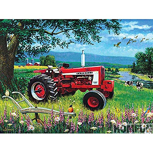 ZHXXFD Diamond Painting Bilder Set Full Groß Farm Roter Traktor 30X40 5D Diamond Painting Strass Runden Steine,Diamant Painting Set Erwachsene Kinder Diamant Malerei Kunst Kit von ZHXXFD