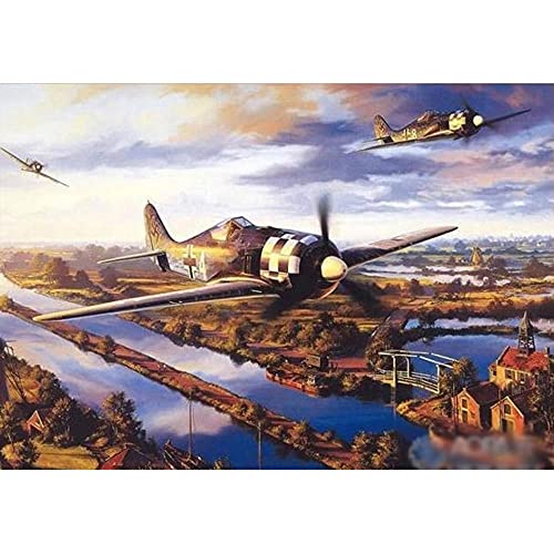 ZHXXFD Diamond Painting Bilder Set Vintage Flugzeuge Des Zweiten Weltkriegs 5D Diamant Painting Full Groß Landschaft 55x80 Leinwand Diy Diamant Malerei Puzzle Mosaik Stickerei Set (S45) von ZHXXFD