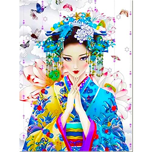 ZHXXFD Diamond Painting Erwachsene Kinder Japanische Geisha 5D Diamond Painting Bilder Groß 40X50 Diy Diamant Malerei Set Full Runden Bohren Diamond Mosaik Stickerei Art,A21 von ZHXXFD