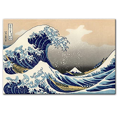 ZHXXFD Malen Nach Zahlen Erwachsene Kinder Die Große Welle Vor Kanagawa Malen Nach Zahlen Set Anfänger Leinwand Groß Landschaft Tiere Diy Paint By Numbers Kits 40X50CM(A10) von ZHXXFD