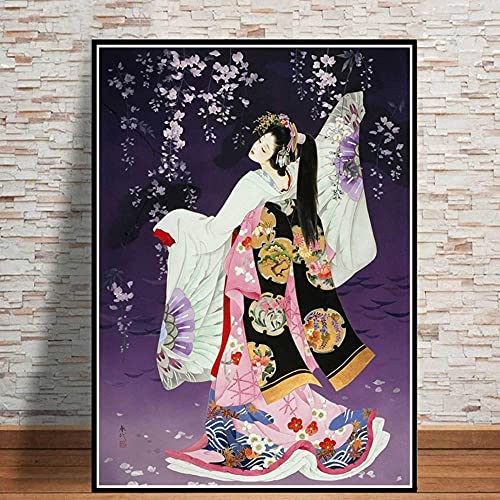 ZHXXFD Malen Nach Zahlen Erwachsene Kinder Japanische Geisha Frau Malen Nach Zahlen Set Anfänger Leinwand Groß Landschaft Tiere DIY Paint by Numbers Kits 40X50CM(A85) von ZHXXFD