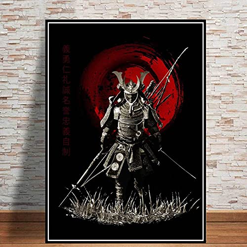 ZHXXFD Malen Nach Zahlen Erwachsene Kinder Mit Rahmen Japanischer Samurai Bushido Malen Nach Zahlen Set Anfänger Leinwand Groß Landschaft Tiere DIY Paint by Numbers Kits 40X50CM(A81) von ZHXXFD