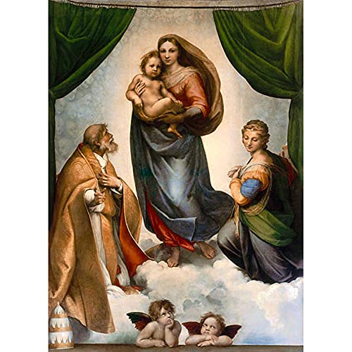 ZHXXFD Malen Nach Zahlen Erwachsene Kinder Mit Rahmen-Paint By Numbers-Sixtinische Madonna Raffael Raffaello Santi-Diy Malen Nach Zahlen Leinwand 40x50CM(A102) von ZHXXFD