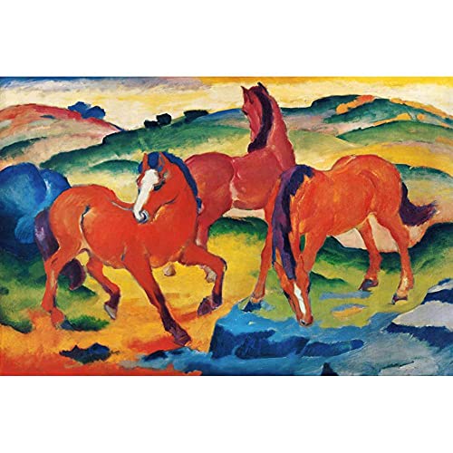 ZHXXFD Malen Nach Zahlen Erwachsene Kinder Mit Rahmen-Paint By Numbers-Die Roten Pferde Franz Marc-Diy Malen Nach Zahlen Leinwand 40x50CM(A34) von ZHXXFD