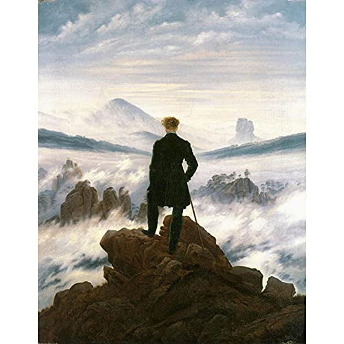 ZHXXFD Malen Nach Zahlen Erwachsene Kinder Rahmenlos-Paint by Numbers-Der Wanderer Über Dem Nebelmeer Caspar David Friedrich-DIY Malen Nach Zahlen Leinwand 40x50CM(A39) von ZHXXFD