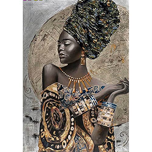 ZHXXFD Malen Nach Zahlen Erwachsene Mit Rahmen Landschaft Afrikanische Frau Kinder Malen Nach Zahlen Set Anfänger Ölgemälde Leinwand Paint By Numbers Adult DIY Acrylfarben Gemälde Set(A92) von ZHXXFD