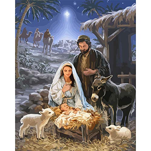 ZHXXFD Malen Nach Zahlen Erwachsene Mit Rahmen Landschaft Jesus Malen Nach Zahlen Kinder Anfänger Diy Handgemalt Ölgemälde Leinwand Set 40X50Cm(D176) von ZHXXFD