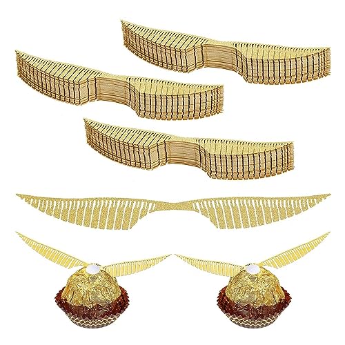 Gold Golden Flügel Kuchen Deko,50 Stück Dekoration Hexe aus Schokolade Cupcake Topper Geburtstags Deko Witch Torten Deko Für Süßigkeiten Fans Party Geburtstag Backen Muffin Topper Deko von ZHjuju