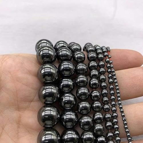 Naturstein-Hämatit-Perlen, rund, lose, schwarze Perlen, 3 mm, 4 mm, 6 mm, 8 mm, 10 mm, 12 mm, DIY-Halsband, Schmuckherstellung, Zubehör, Schwarz, 2 mm, 170 Stück Perlen von ZIAYI