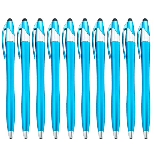ZICHENXR Kugelschreiber, 10 Stück, 2-in-1-Kugelschreiber mit Stylus-Spitze, Touchscreen-Eingabestift, einziehbarer Kugelschreiber, schreiben reibungslos für Erwachsene von ZICHENXR