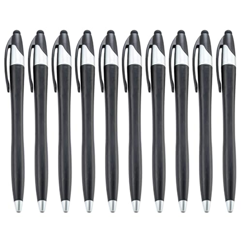 ZICHENXR Kugelschreiber, 10 Stück, einziehbarer Kugelschreiber mit Stylus-Spitze, 2-in-1 Eingabestift, Touchscreen-Stift, 1,0 mm Spitze, reibungsloses Schreiben von ZICHENXR