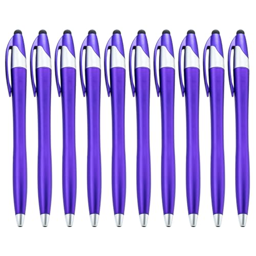 ZICHENXR Kugelschreiber, 10 Stück, einziehbarer Kugelschreiber mit Stylus-Spitze, 2-in-1 Eingabestift, Touchscreen-Stift, 1,0 mm Spitze, reibungsloses Schreiben von ZICHENXR
