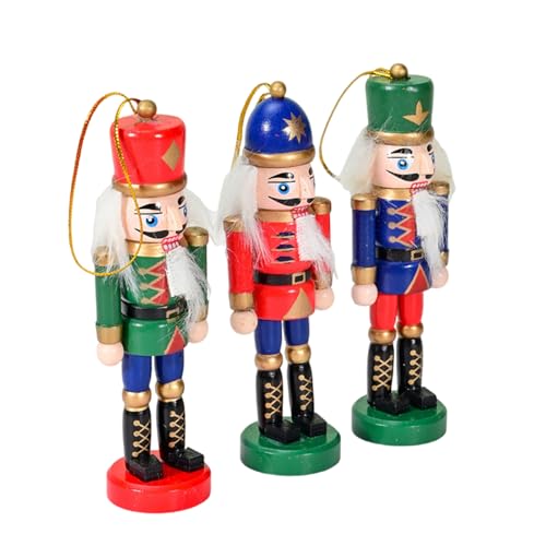 Set Von 3 Farbenfrohen Nussknackern Figuren Hängende Anhänger Weihnachtsbaumschmuck Feste Home Dekoration Holzfiguren von ZIDDAR