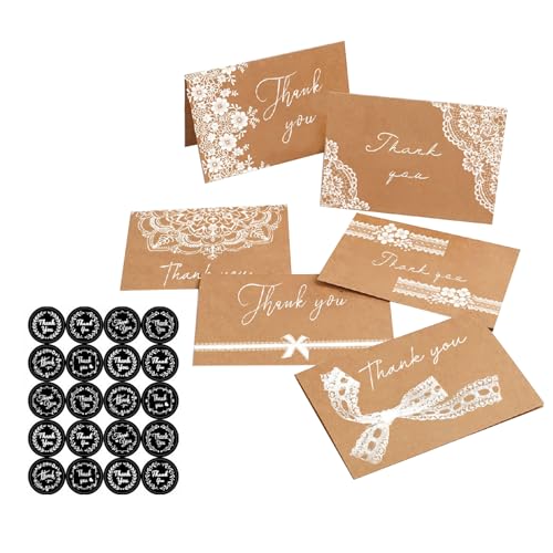 ZIDDAR 18PCS Spitzenverzerrte Papier Vielen Dank Karten Mit Umschlägen Und Aufkleber Für Hochzeit Valentine Jubiläumsfeier von ZIDDAR