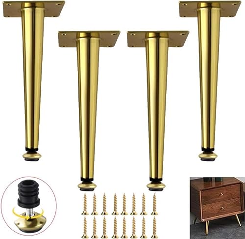 ZIFTtyA 4 Möbelbeine aus Metall, Tischbeine aus Eisen, goldene Sofa-Ersatzbeine, TV-Ständerbeine, Couchtischbeine, konisch (gerade 25,5 cm)(Straight,10.5cm) von ZIFTtyA