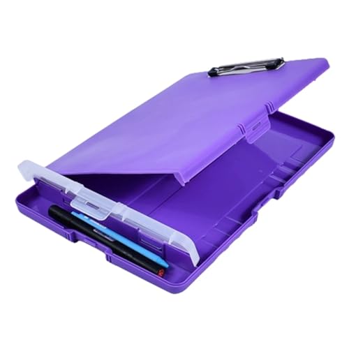 Klemmbrett 2 stücke Zwischenablage Tragbare Datei Fall Mit Datei Zwischenablage Stift Box Dokument Datei Ordner for Büro(Purple) von ZIHDKE