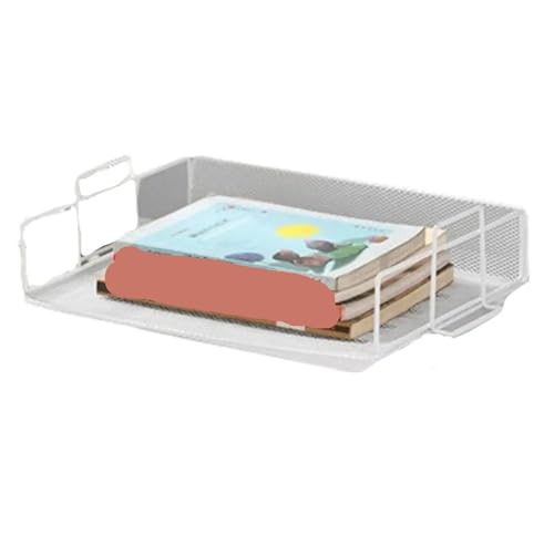 ZIHDKE Briefablage Einlagiges Aktenregal, stapelbar, platzsparend, Schreibtisch-Dokumentenregal, A4-Briefablage-Organizer(White) von ZIHDKE